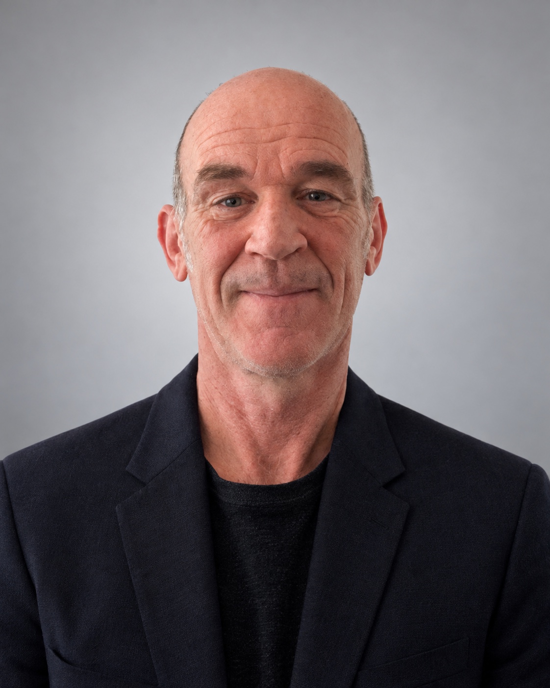 Barry O’Flanagan in a dark jacket and T-shirt